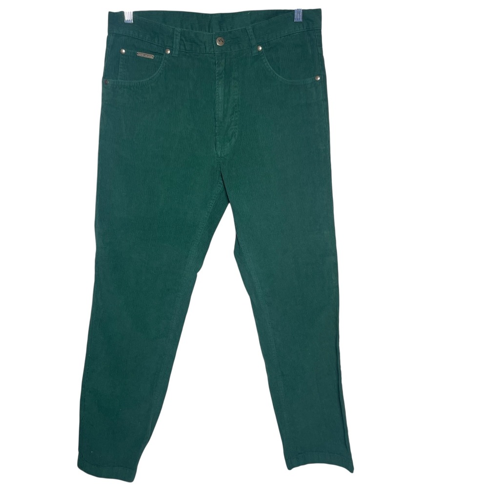Peter Christian Mens Green Corduroy Pants‎ Straight Leg 100% Cotton MT24 34x30